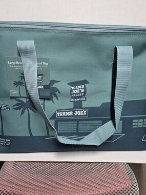 Trader Joe's Large Dusty Blue Insulated 8 Gal. Tote Brand New